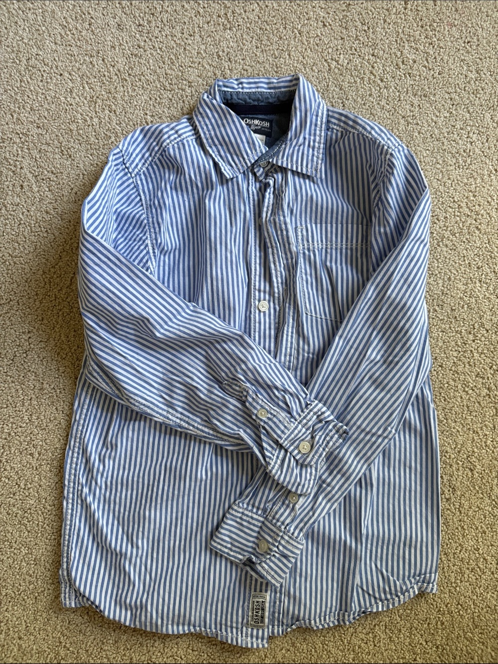 OshKosh B'gosh Blue & White Vertical Stripe Button-Down Shirt